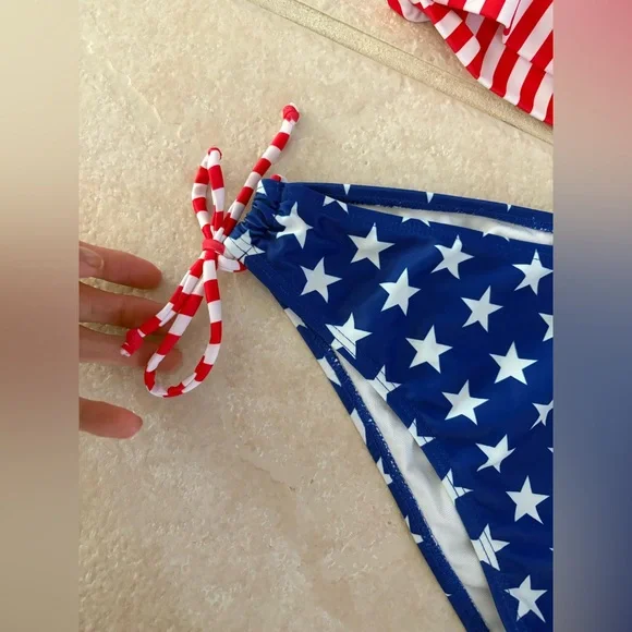 NWOT Women’s American Flag Patriotic 2 Piece Tankini Swimsuit Set - Size Medium - Picture 5 of 10